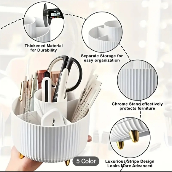 Rotating White Makeup Organizer - Picture 4 of 6